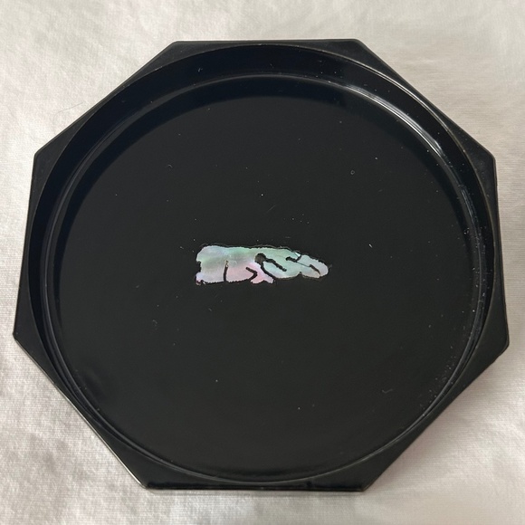 Vintage Black Lacquer Mother Of Pearl Set Of Six (6) Coasters Made in Korea - Picture 3 of 8